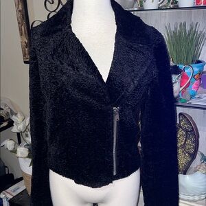 Theory faux fur Slim Moto jacket size 00